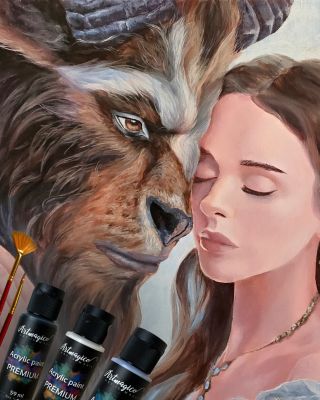 ✨ Kouzlo Krásky a zvíře ožívá na plátně… Tuto něžnou malbu akrylovými barvami Artmagico vytvořila naše ambasadorka...