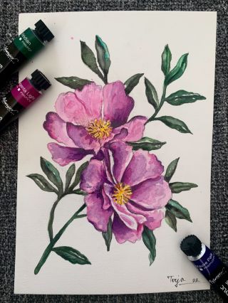 ✨ Květinové dílo od naší ambasadorky @terezaaa__art ✨ Terez vytvořila tyto nádherné květy pomocí našich akrylových barev...